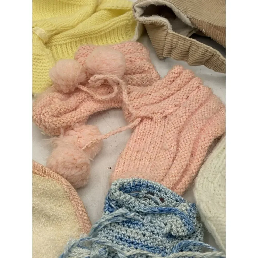 Vintage Baby Lot 10pc Carter’s Bibs Knit Booties Bonnets Corduroy Hat Beanie